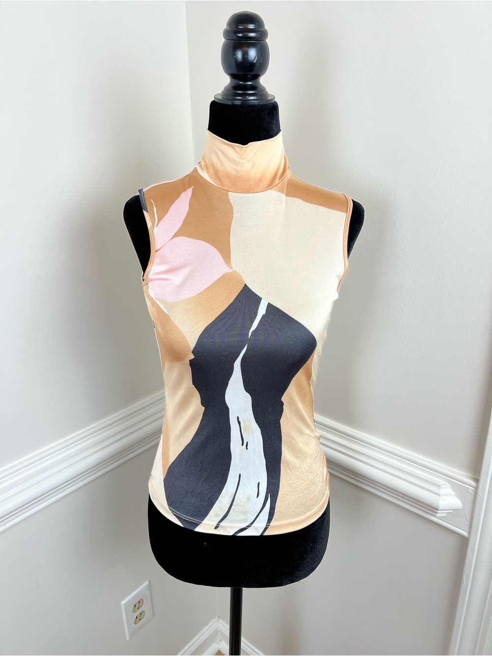 VTG Versus Versace 90s Abstract Colorblock Mock Neck Tank Top Ittierre IT 38 XS